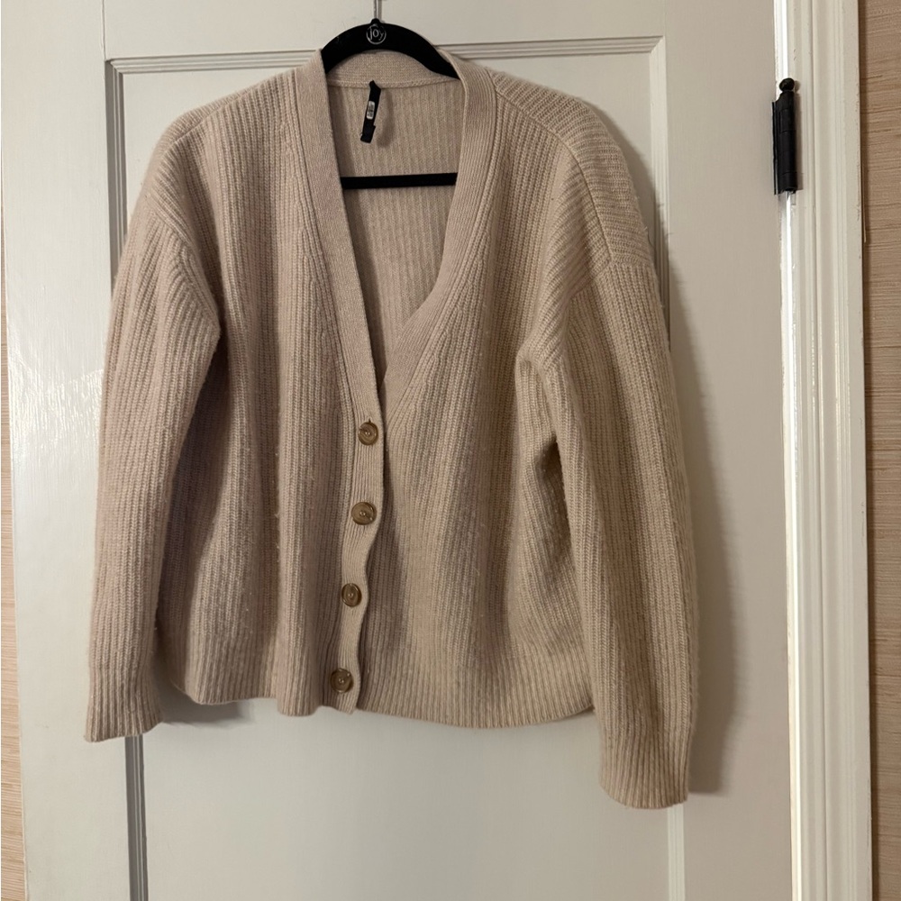 Jenni Kayne Ribbed Knit Cardigan in Beige